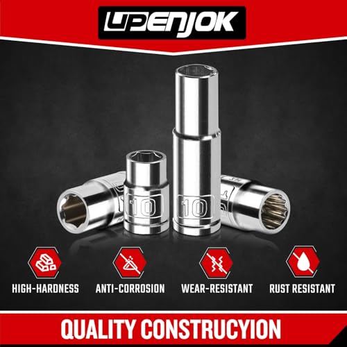 6PCS 3/8" Drive 10mm Socket Set, Deep & Shallow, Mirror Finish, Cr-V Steel