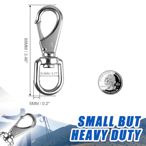 KINLINK 3.5in Stainless Steel Swivel Snap Hooks 2 Pack Model 1#3.5" Heavy Duty