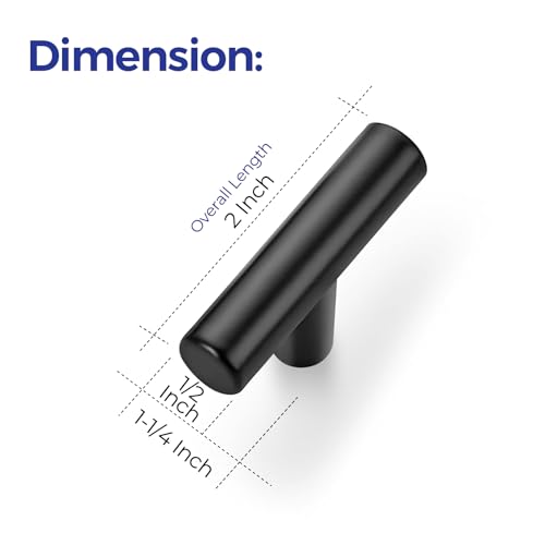 Ravinte Matte Black Cabinet Handles 10 Pack - Single Hole Kitchen Drawer Pulls