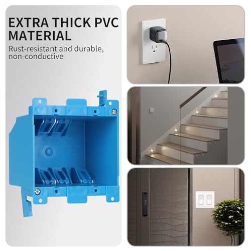 YQXIUTE 2 Gang PVC Old Work Retrofit Wall Electrical Box for Switch/Outlet - Model 1