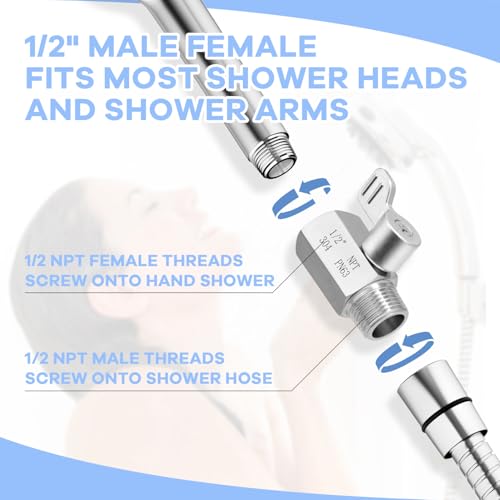 1PC Stainless Steel Shower Shut Off Valve with Handle - Water Flow Control, 1/2" NPT