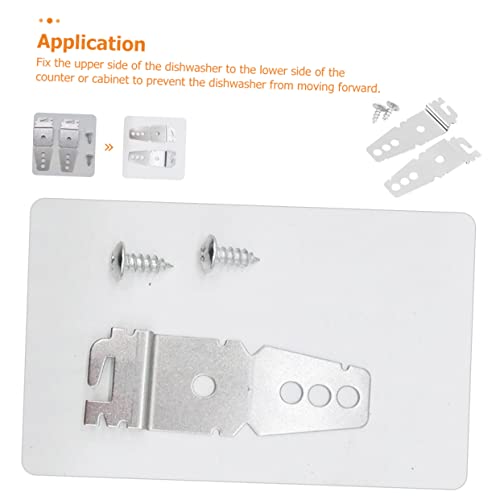 DOITOOL 2pcs Dishwasher Under-Counter Mounting Bracket Kit, Silver 7.60×2.60×0.10cm