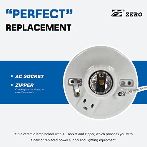 Z Zero 612431 Porcelain Pull Chain Light Fixture with Outlet - 1-Pack