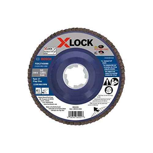 BOSCH FDX2750080 1-Piece 5 In. X-LOCK Flap Disc 80 Grit Compatible with 7/8 In. Arbor Type 27 for Applications in Metal Blending and Grinding
