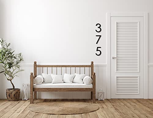 REINCARVATION 12 Inch Modern Floating House Numbers - Black Rust-Proof Metal Address Plaque, Sibling Listing Version 1