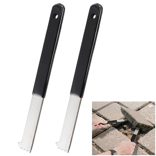 Lawei 2 Pack Paver Puller, Heavy Duty Paver Removal Tool with Joint Scraper Micro Teeth and Gripper Slots, Paver Extractor Tools for Garden, Lawn, Patio, Brick, Block Replacement, Rubber Handle