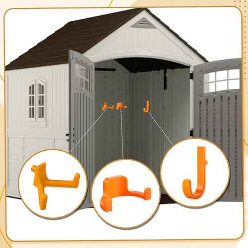 30 Pcs Storage Shed Tool Hooks Shed Accessories Compatible with Suncast/Craftsman J/U/V Shaped Tool Hanger Shelves Garden Garage Storage Organization Accessories for Hanging Shovel Rake(Orange)