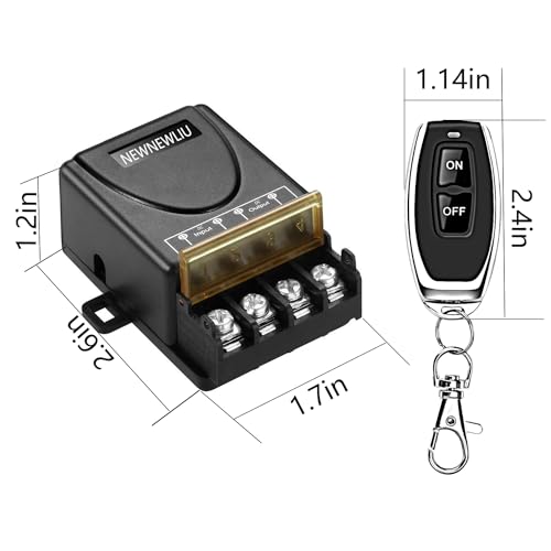 NEWNEWLIU 12V-72V Wireless Remote Switch with 30A Relay for High-Power Devices