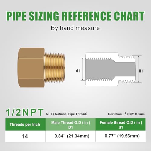 5PCS Brass Pipe Fittings Adapter 1/2" NPT Male x 1/2" NPT Female Reducer Set