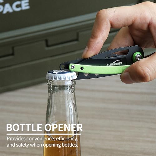 ALBATROSS Ultra-Compact Pocket Folding Knife - 3.4" Closed EDC Knife for Packages & Daily Tasks - Sleek Green Design with Bottle Opener, Lightweight 1.4 oz, AS-19205(Green)