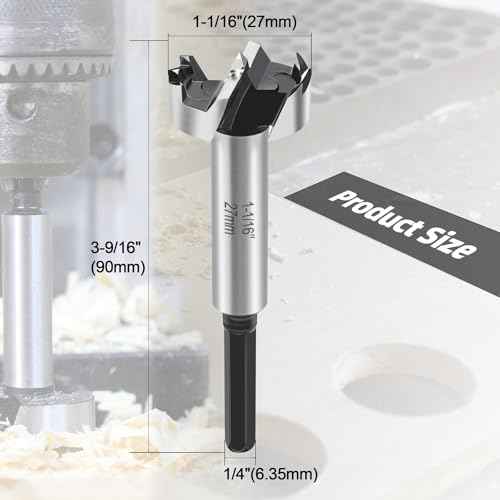 1-1/16 Inch Forstner Bit for Woodworking,1-1/16" Forstner Drill Bit for Wood,Wood Drill Bit Woodworking Hinge Cutter Tool for Woods Plywood Plastic
