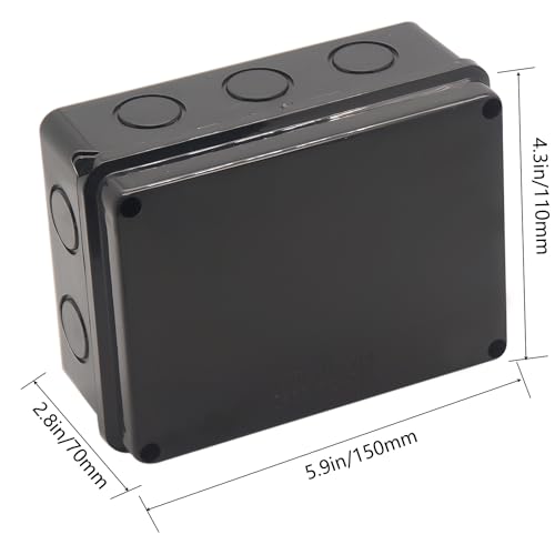 LuSumtly 5.9 x 4.3 x 2.8 Inch Waterproof Electrical Junction Box IP65 Black