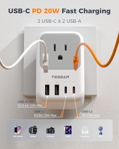 TESSAN UK Type G Plug Adapter for US to UK Travel – Ireland Version