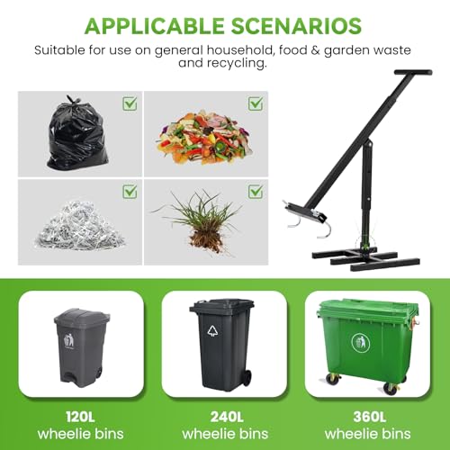 NEWTRY Manual Trash Compactor for 120L-240L Bins - Efficient Waste Compression