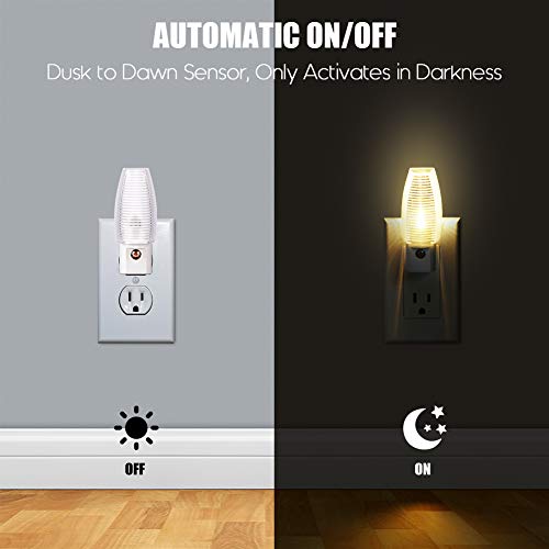 Emotionlite 4 Pack Plug-in Night Lights with Dusk to Dawn Sensor, Warm White