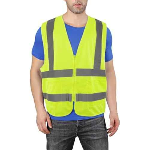 High Visibility Reflective Safety Vest for Men and Women,Construction Work Vest with Pocket,Fluorescent Yellow