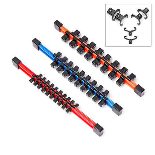 HORUSDY 3Pcs Double Sided Socket Organizer, 1/4-Inch, 3/8-Inch, 1/2-Inch, Premium Quality Socket Holders