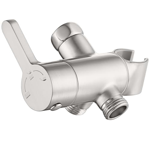 Uvish Brushed 3-Way Shower Diverter Valve with Hand Shower Holder, G1/2 Splitter