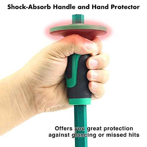 Masonry Chisel With Hand Guard, 12 inches Heavy Duty Flat End Rock Concrete Mortar Stone Chisel for Demolishing Carving Splitting Breaking Hounding