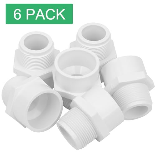 1-1/4" PVC Male Adapter Pipe Fitting – SCH40 Furniture Grade, Socket x Male Thread, 6-Pack