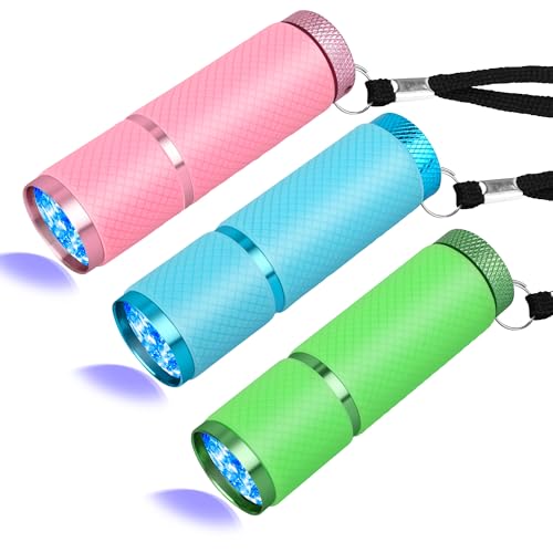 Coolrunner 3pcs Black Light Flashlight, U,V LED Flashlight, Portable Ultraviolet Light 395nm, Small Glow Flashlights with 9 LED U,V Lights for Pet Urine, Counterfeit, Scorpion Detection