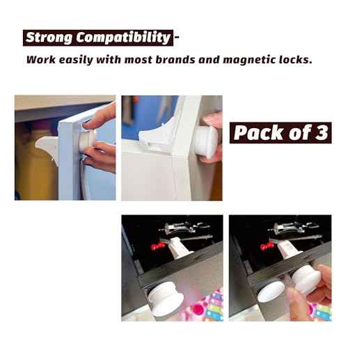3 Pack Replacement Keys for Baby Proofing Magnetic Cabinet Locks for Babies - Child Proof Extra Magnet Universal Keys for Baby Safety Cupboard Cabinets and Drawers Latches - Easy Installation