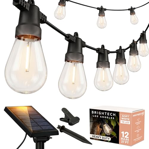 Brightech Ambience Pro Solar String Lights 27ft - Waterproof Outdoor Edison LED