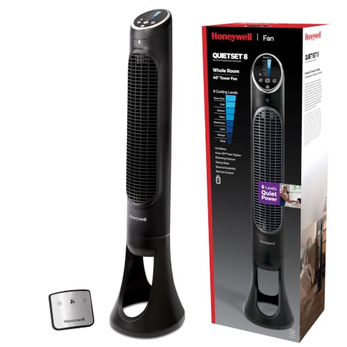 Honeywell QuietSet Oscillating Tower Fan 8 Speeds Remote Control Black HYF290B