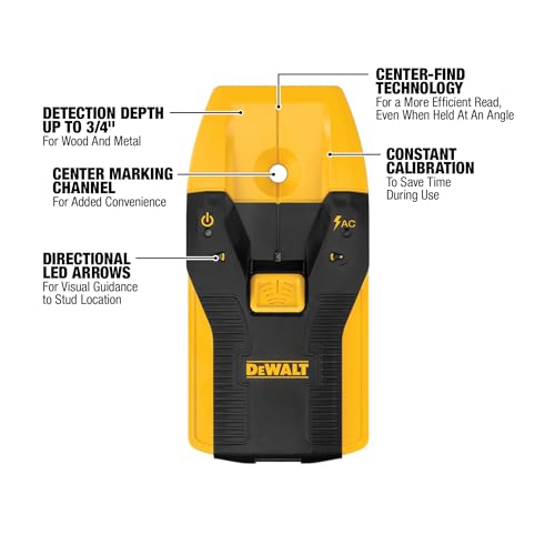 DEWALT Stud Finder Center-Find 3/4-Inch for Wood & Metal with LED Arrows