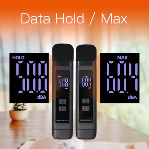 Koparneed Pocket Decibel Meter 30-130 dB with LCD, Max/Data Hold, USB-C Rechargeable