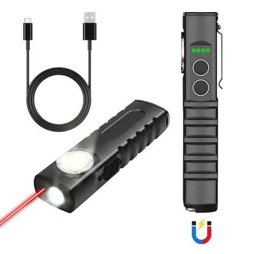 EDC Flashlight with Red Beam Combo Magnetic Work Light Rechargeable Stepless Dimming Flashlight Thickened Aluminium Alloy Material