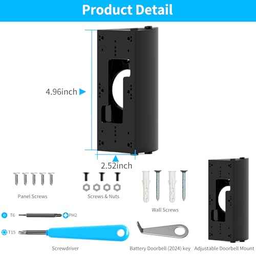 Adjustable 30 to 55 Degree Doorbell Angle Mount Compatible with Video Doorbell 1/2/3/4/(2020 Release)/Battery Doorbell Plus/Pro, Doorbell Camera Door Mount Wedge Kit for House