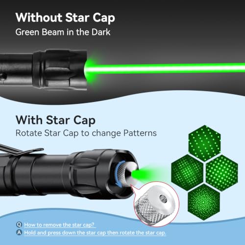 Rechargeable Green Laser Pointer with Long Range & Starlight Pattern for Presentations & Outdoors