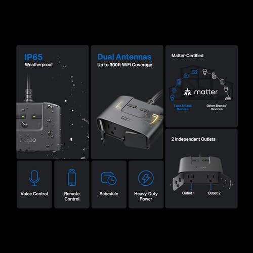 Tapo P400M Outdoor Smart Plug 2-Socket, Weatherproof & Matter Compatible