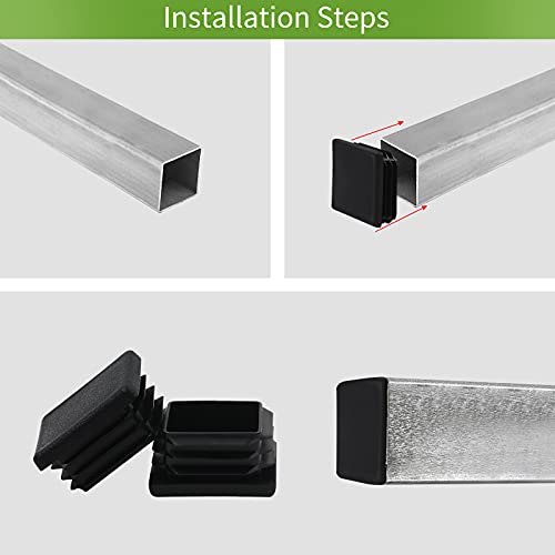 12-Pack 1.5 Inch Square Plastic Tube End Caps for Fencing and Furniture
