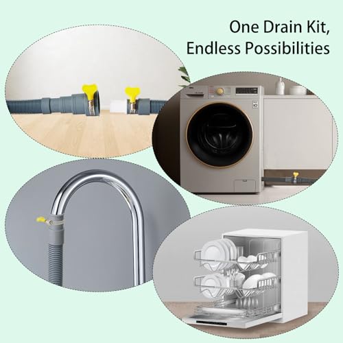 MAREKINEKO 6.5ft Universal Washing Machine & Dishwasher Drain Hose Extension with Clamps