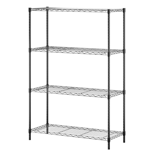 Black 36x14x54 Inch 4-Tier Adjustable Wire Shelving Unit - Heavy Duty