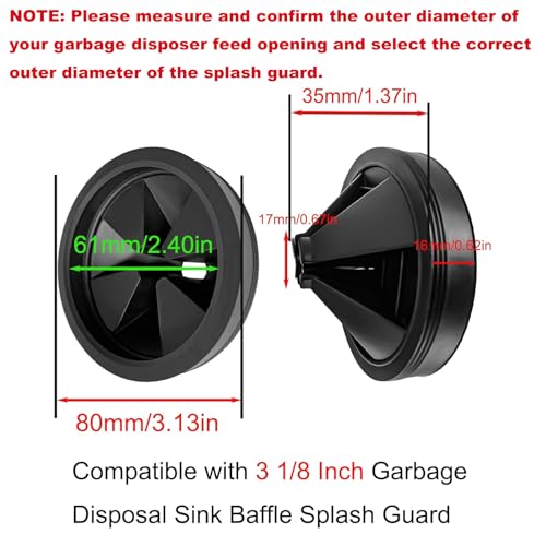 Anglepingping 3-1/8 Inch (80mm) Rubber Garbage Disposal Sink Baffle Splash Guard – Fits Insinkerator, Moen, Waste King, GE