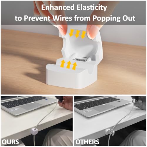 Daisyhome White Rotatable Cord Organizer with Strong Adhesive, 8-Pack