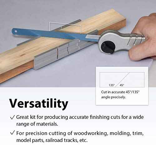FIRSTINFO H5442 Metal Small Aluminum Miter Box 5.5 Inch Small Tiny Mitre Box for Manual Saw for Hand Saw 3 Cutting Angles