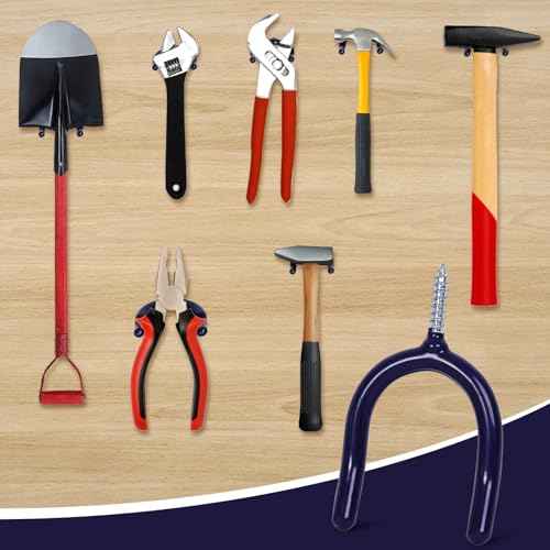 6 Pack Garage Storage System Steel U Hooks with Anti-Slip Coating Home Improvement and Organization Screw in Hooks Easy Wall Mounting Heavy Duty Bike and Ladder (Blue, 6 Pack)