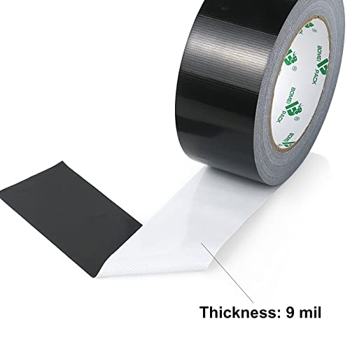 BOMEI PACK Heavy Duty Waterproof Black Duct Tape 2 In x 30 Yards, Strong & Flexible