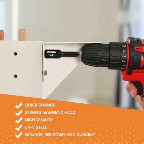 17PCS Magnetic Nut Driver Set | SAE and Metric | Premium Impact Power Hex Nut Driver Drill Bit Master Kit | 1/4 Inch Hex Shank | Cr-V Steel (17PCS Magnetic Nut Driver (Short))