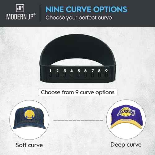 Modern JP Hat Brim Bender (1 PC) - Perfect Curve Band, Steaming Optional Hat Shaper - Easy Snap-on Curver Tool with 9 Brim Curve Options - Black