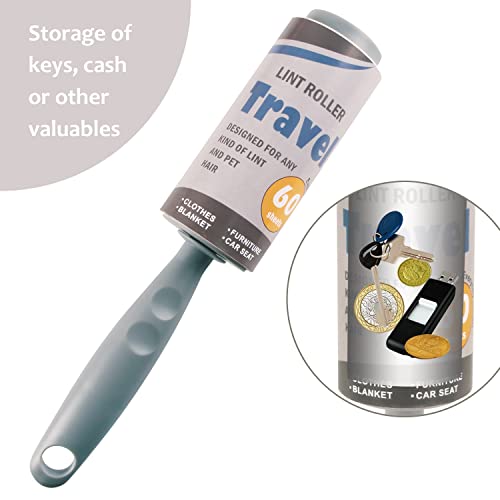 Keep Your Secret- Lint Roller for Diversion Safe-Hidden Compartment for Keys, Cash and Valuables(Grey)