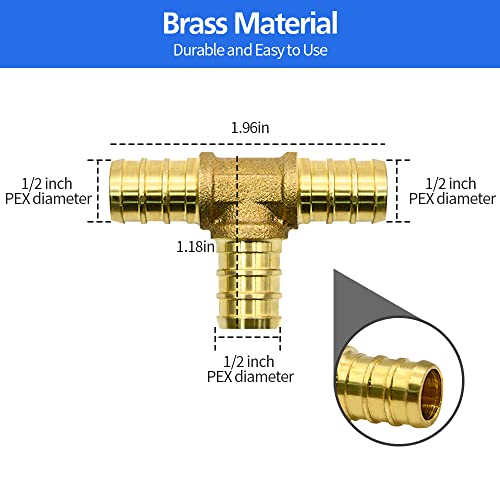 Ruby.Q 1/2-Inch 30pcs PEX Brass Fittings Set | Elbows, Tees, Couplings