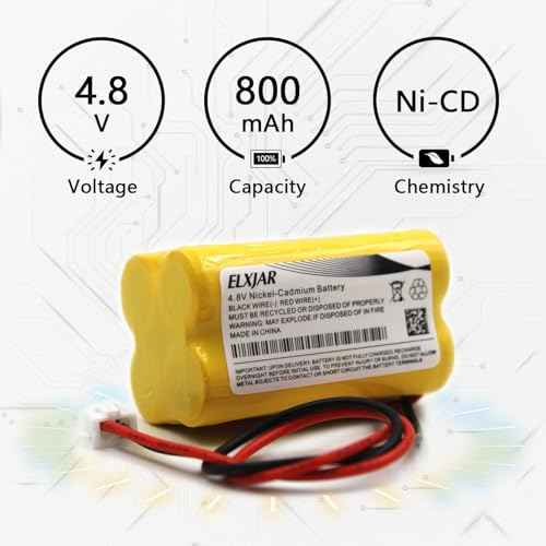 (2-Pack) 4.8V 800mAh BL93NC487 Ni-CD Battery Replacement for Emergi-Lite BL93NC487, Exit Light Co BAA-48R BAA48R, Interstate NIC0186, Dantona Custom-43 Custom43, OSI OSA-126 OSA126 BL93NC484 BL93NC485