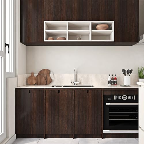 ReWallpaper Dark Brown Wood Peel and Stick Wallpaper 17.7 x 78.7 inches - Textured Vinyl Contact Paper for Furniture & Walls