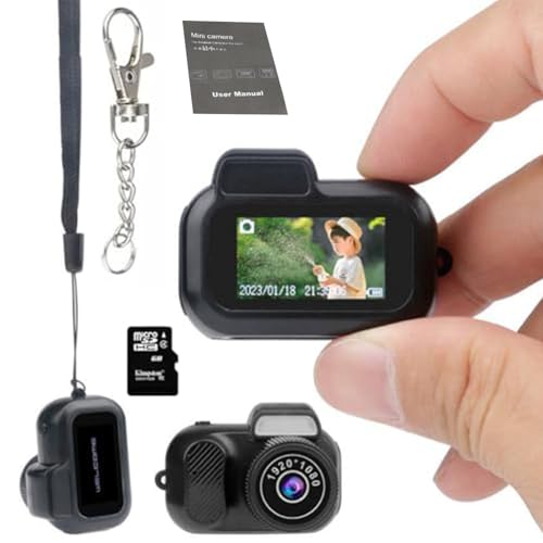 Keychain Camera, World's Smallest 1080P HD Mini Camera, Retro Portable Mini, 100 Mins Battery Life, for Students, Kids (32G)