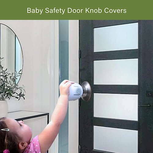Heart of Tafiti 4-Pack Child Proof Door Knob Covers for Toddlers, Easy Snap-In White Safety Guards